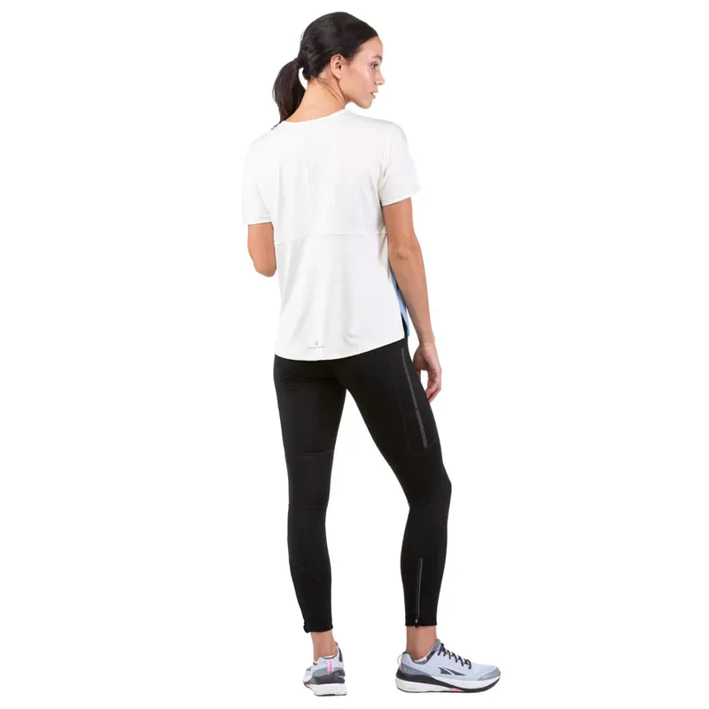 Ronhill Women's Tech Glide S/S Tee Lake Blue Marl/Vanilla-3